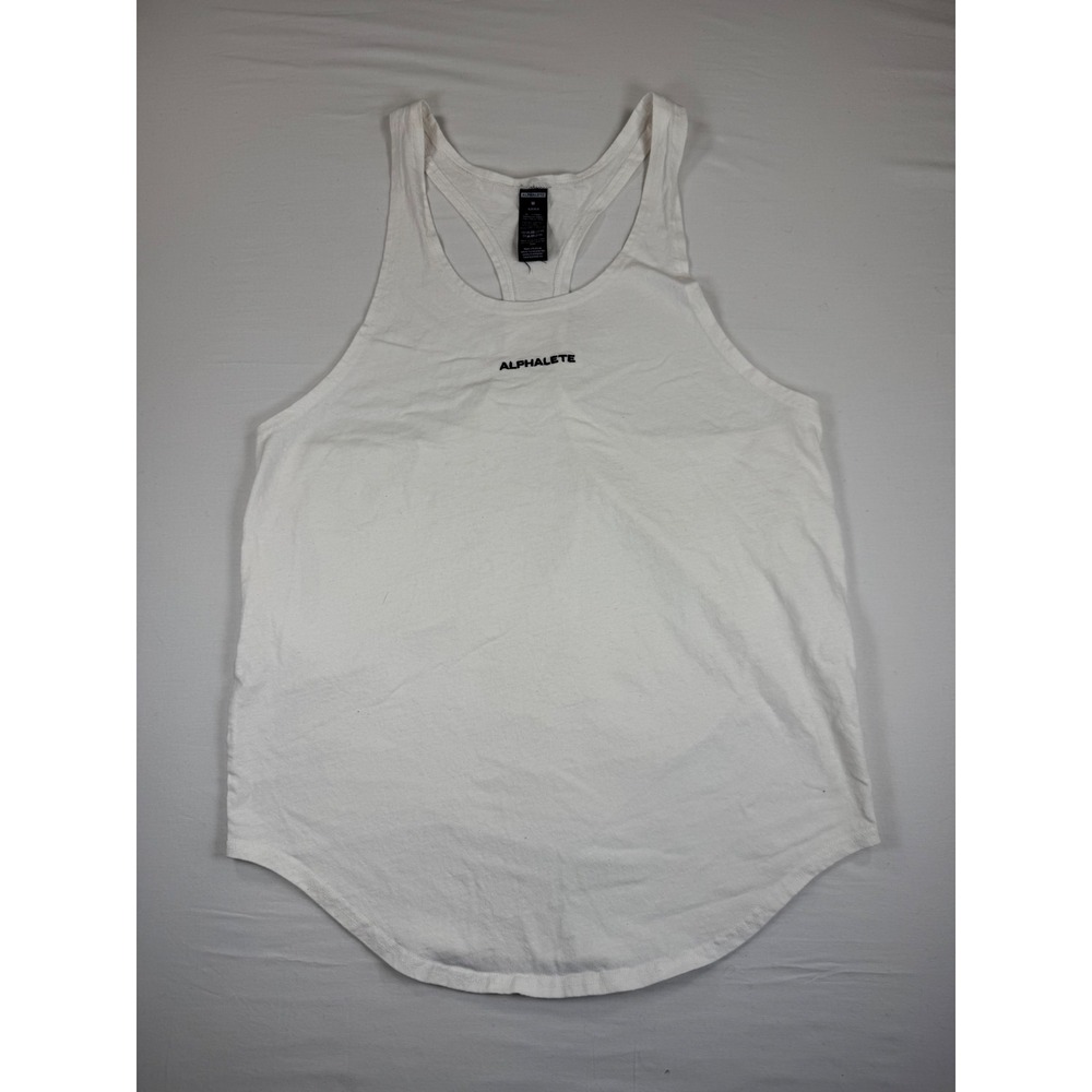 Alphalete Athletics Womens White Cotton Racerback Tank Top size M
